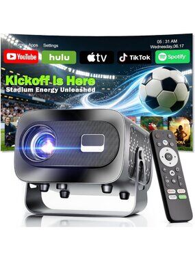 WiFi & Bluetooth Projector, 1080P HD, Electric Focus, Portable for Home